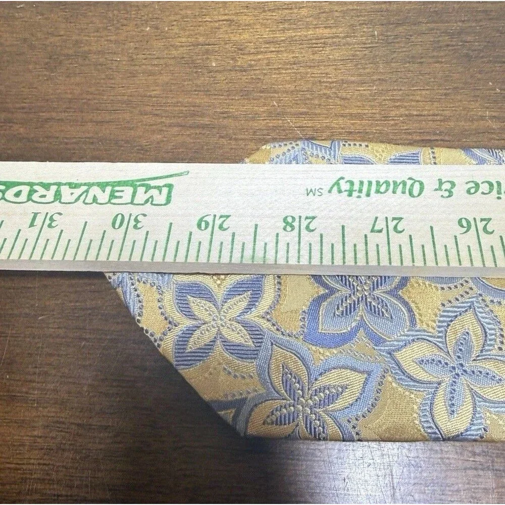 Jos A Bank Signature Collection Tie Gold Yellow Blue Floral Silk Made Italy 60”